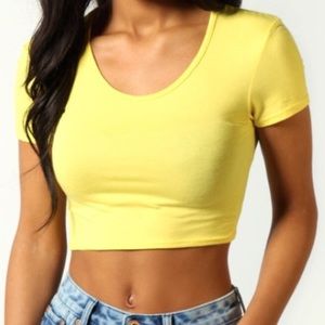 NWT! Guess Yellow Criss Cross Back Crop Top!